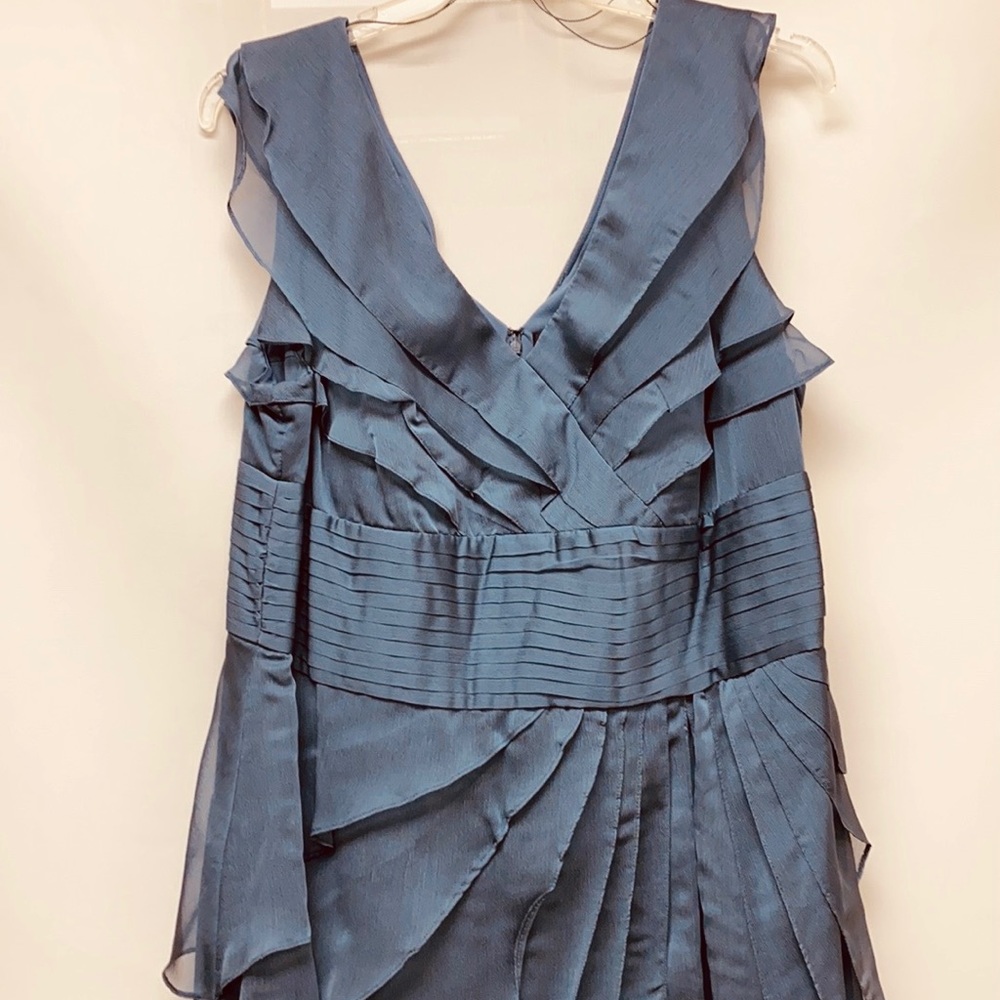 Adrianna Papell iridescent petal chiffon long dress - Picture 7 of 11
